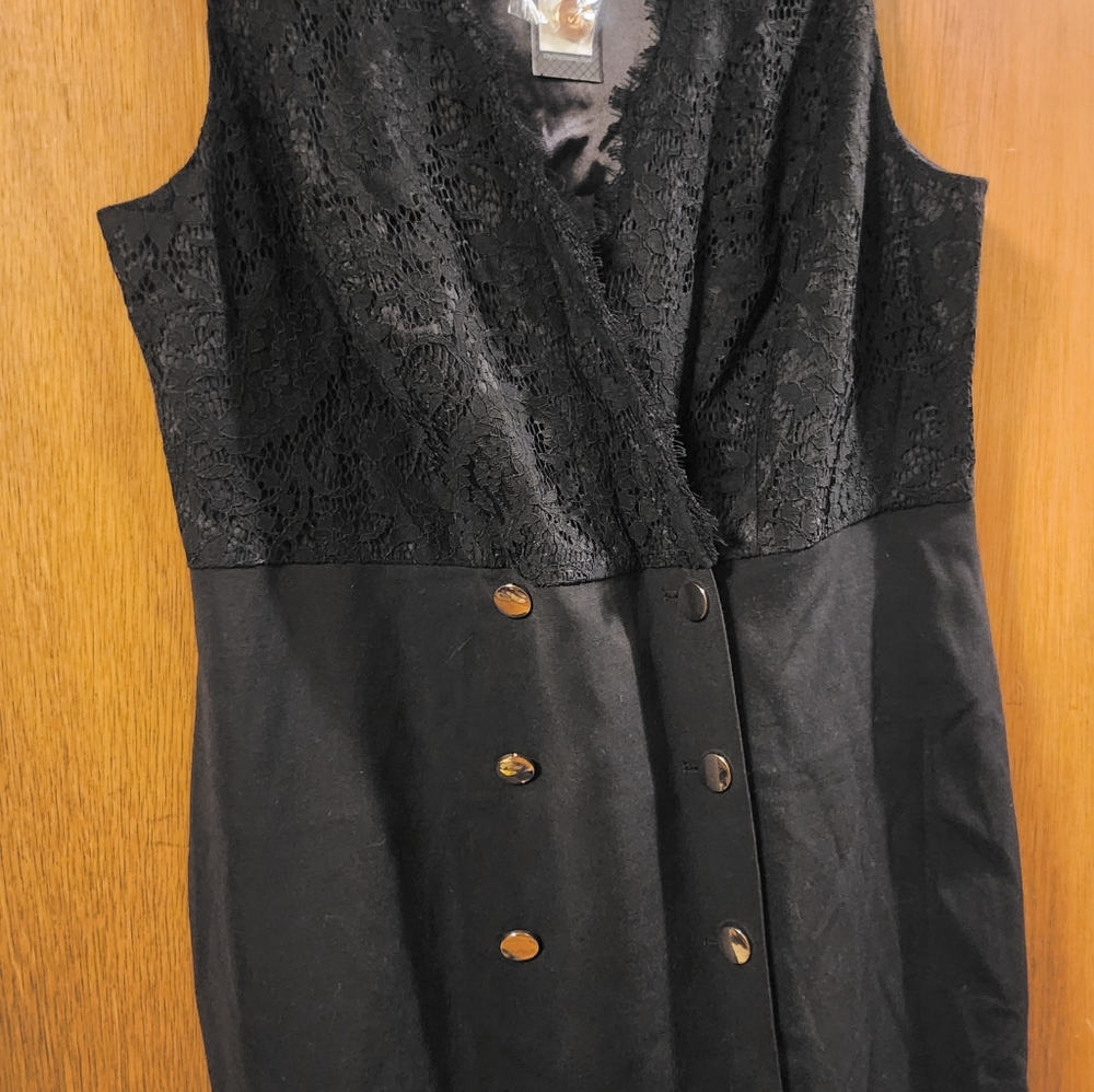 City Chic Dress Lace Tux, Double-Breasted Lined Black, Size 18